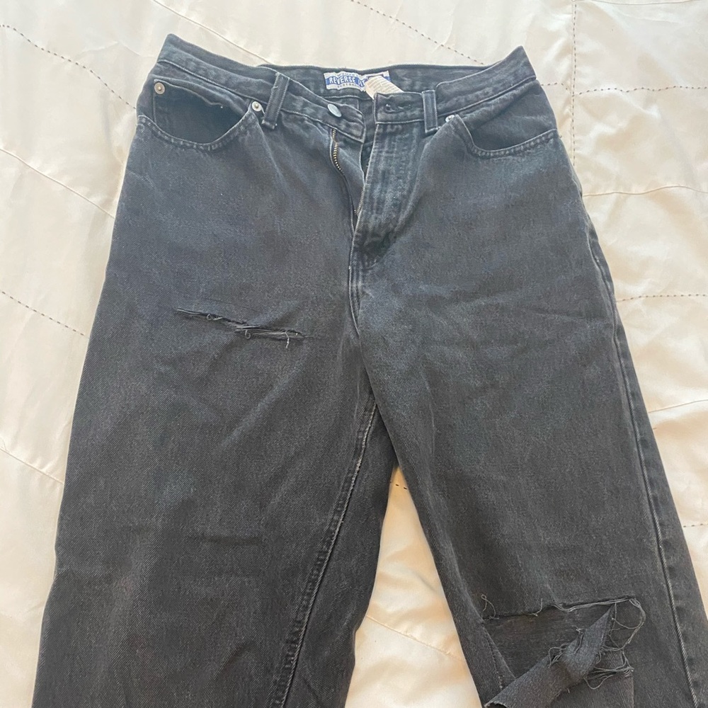 Custom Black Distressed High Waisted Jeans - Gap